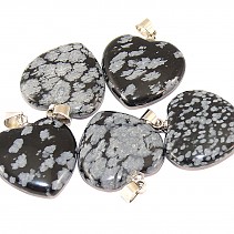 Obsidian flake heart pendant jewelery bail