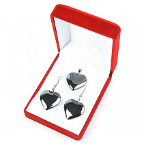 Hematite heart jewelery gift set