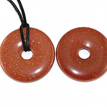 Aventurine pendant donut synthetic leather 40 mm