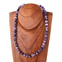 Amethyst necklace polished beads 10 mm 52 cm