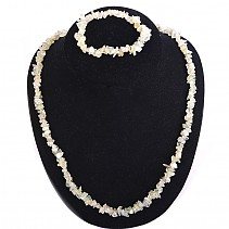 Gift Set of Prehnite jewelry bracelet, necklace 60 cm +
