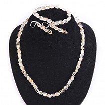 Gift Set Citrine Jewelry Bracelet + earrings + necklace 50 cm
