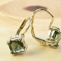 Moldavite gold earrings with 2.33 g Au 585/1000 14K
