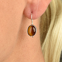 Tiger eye earrings oval Ag 925/1000