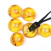 Donut amber pendant on the leather 15 -17 mm