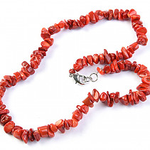 Mušle červená náhrdelník sekané tvary 45cm