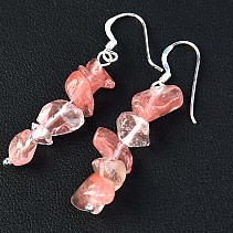 Calcite pink earring hooks Ag
