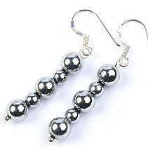 Hematite beads plated earring hooks Ag