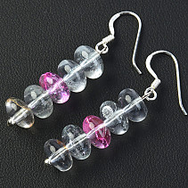 Crystal earrings Buttonky bright colored hooks Ag