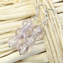 Earrings amethyst beads bright hooks Ag