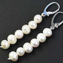 Long earrings white pearls 8 mm Ag 925/1000