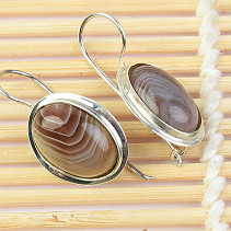 Agate earrings oval in silver Ag 925/1000 3.66g