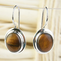 Tiger eye earrings oval Ag 925/1000 3.1g