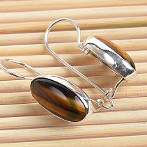 Earrings oval tiger eye Ag 925/1000 4.5g 27mm