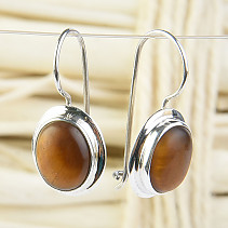 Tiger eye earrings oval Ag 925/1000 3.2g