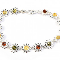Amber bracelet flower silver Ag 925/1000 19cm