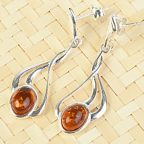 Earrings with amber decorated with silver Ag 925/1000