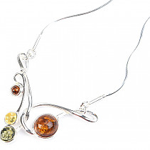 Necklace with amber silver Ag 925/1000 41.5 - 45.5cm 6.1g