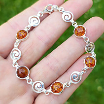 Silver bracelet with amber 18.5cm Ag 925/1000