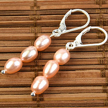 Pearl earrings 5mm apricot Ag 925/1000