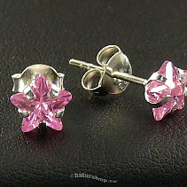 Ag zircon earrings pink star - typ030
