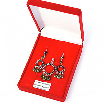 Vltavín a granáty luxusní dárková sada šperků Ag 925/1000 + Rh 10.18 + 5.47g