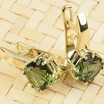 Gold earrings lilac diamond 8 x 8mm standard brus Au 585/1000 14K