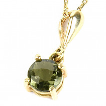The gold pendant is a molded round 6mm checker top with an Au 585/1000