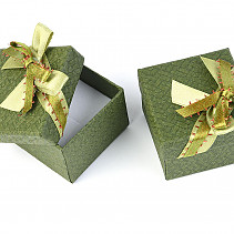 Dárková krabička papírová zelená s mašlí 5 x 5cm