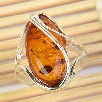 Stříbrný prsten s jantarem ovál Ag 925/1000