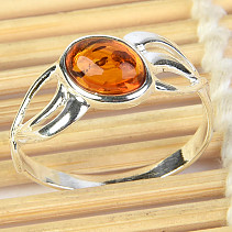 Silver Honey Ag 925/1000 Amber Ring