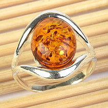 Silver ring amber honey ag Ag 925/1000
