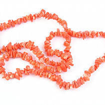 Mušle oranžová náhrdelník sekané tvary 90cm