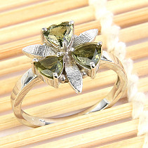 Vltavíny prsten květ 14mm Ag 925/1000 + Rh