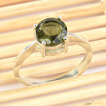 Moldavite ring round 7mm standard Ag 925/1000