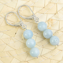 Aquamarine beads 6mm earrings Ag hooks