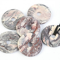 Jaspis porcelánový přívěsek donut na kůži 35mm