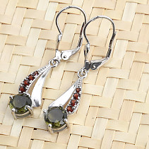 Flower earrings and garnet earrings with Ag 925/1000 + Rh earrings
