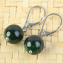 Malachite Earrings Ball 10mm Ag