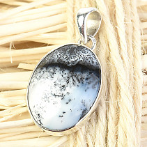 Silver pendant opal with dendrite oval Ag 925/1000 4.7g