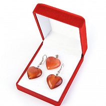 Carnelian heart jewelery gift set
