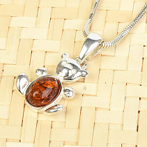 Amber pendant with Ag 925/1000 bear