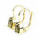Moldavite earrings gold drop 7 x 5mm standard cut Au 585/1000 14K 2.01g