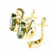 Gold moldavite earrings oval 8 x 6mm standard cut 14K Au 585/1000