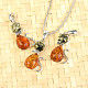 Amber pendant cat-shaped two-color Ag 925/1000