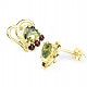 Moldavite and garnets earrings heart 5mm gold Au 585/1000 2,23g