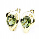 Gold moldavite earrings oval 8 x 6mm standard cut 14K Au 585/1000