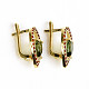 Earrings with moldavites and shells 8 x 5mm gold Au 585/1000 3.96g