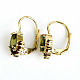Moldavite and garnet earrings 7 x 5mm gold standard Au 585/1000 14K 3.34g