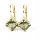 Gold earrings moldavite 6mm standard cut Au 585/1000 14K 2.16g